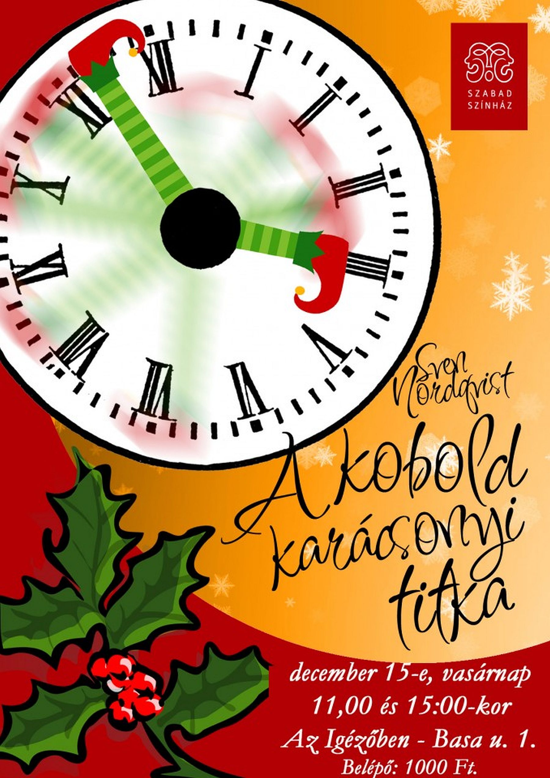 A kobold karácsonyi titka - a Szabad Színház mesejátéka vasárnap az Igézőben